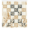 Abakuhaus Fabric Shower Curtain – Leaves on Checkered Board – 175 x 200 cm