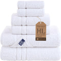 Hammam Linen Turkish Cotton Bath Towels Set | 6-Piece White Soft Towels