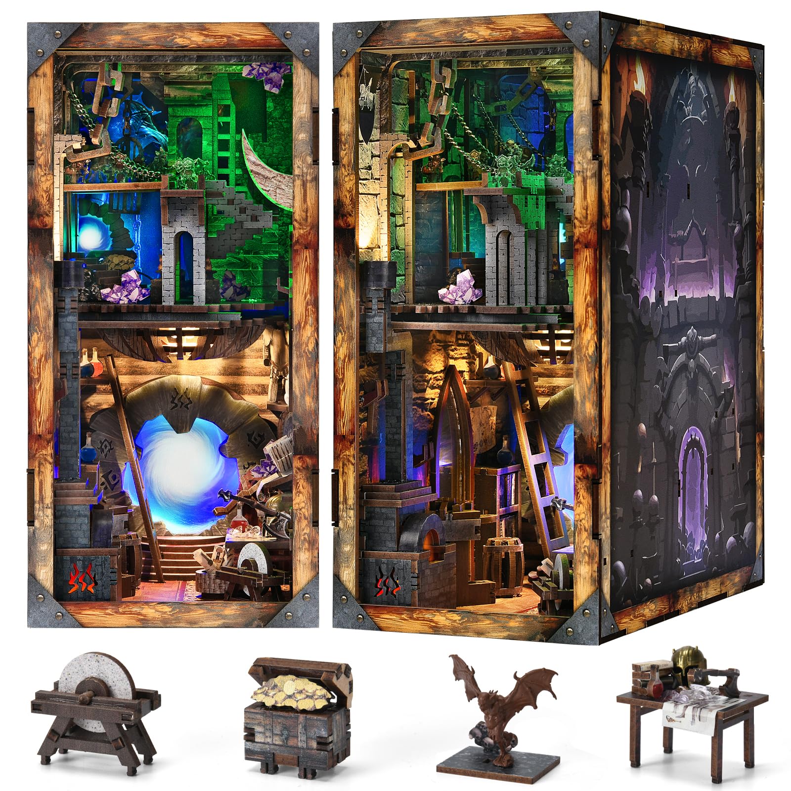 MiniCity Book Nook Kit – Blade and Magic 3D Wooden Puzzle with LED Light
