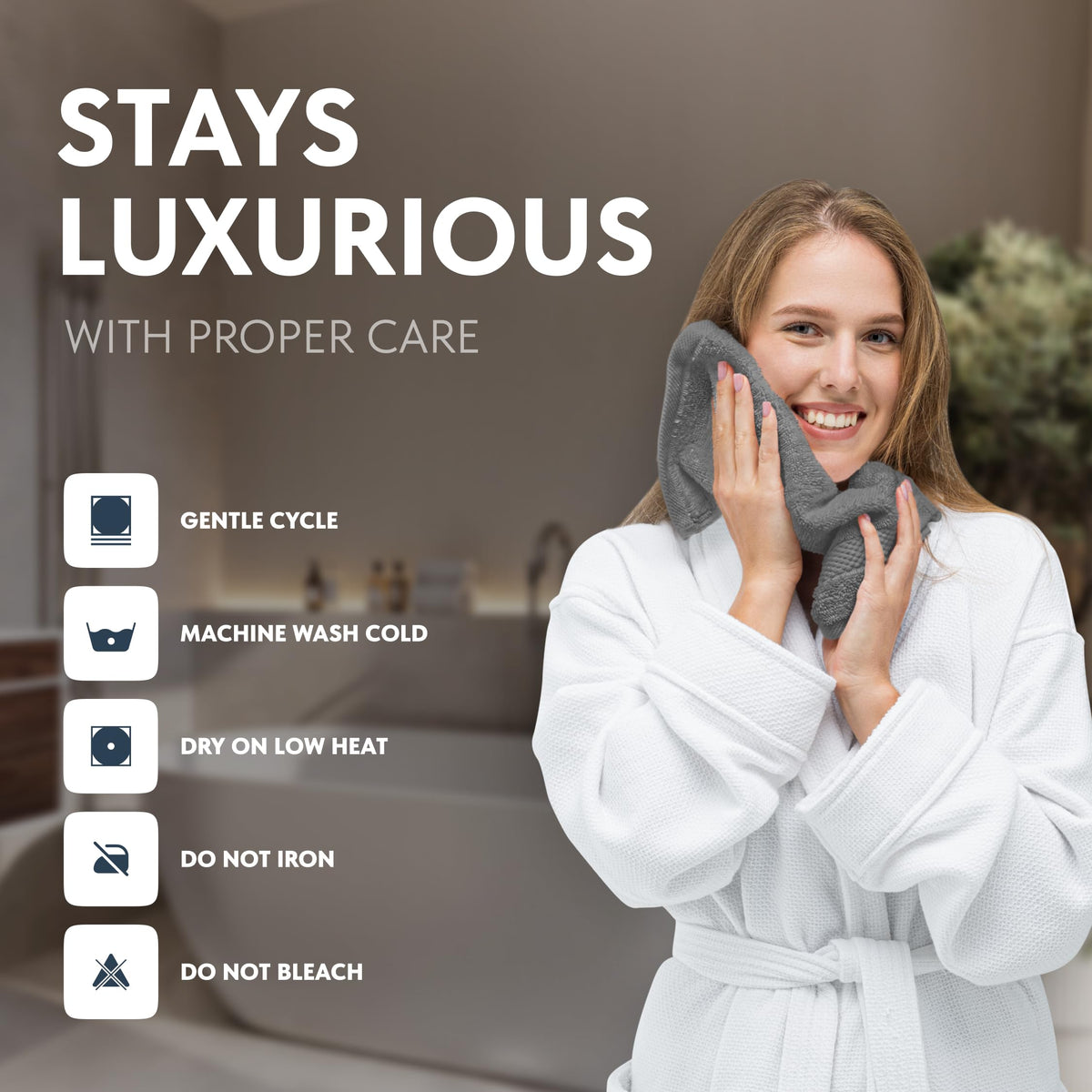 White Classic Luxury Cotton 12 Pc Flannel Set, Hotel Style Small Bath Towel and Face Cloth 33x33 cm, Light Grey Soft Plush Flannels Pack of 12 - image 5
