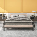 BOFENG King Size Metal Platform Bed Frame with Wood Headboard & Storage