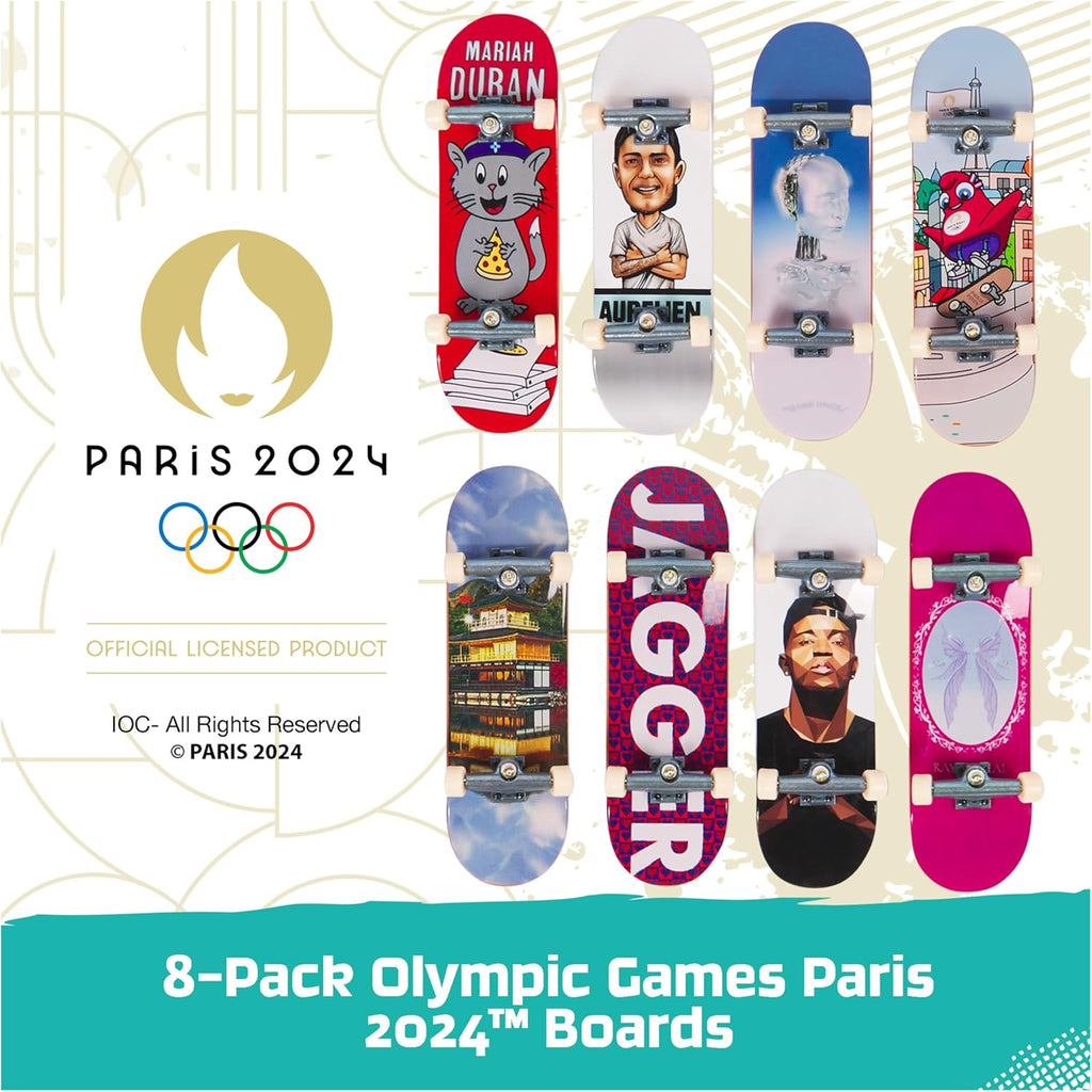 Tech Deck Paris 2024 Olympic Games Fingerboards 8-Pack – Mini Skateboards