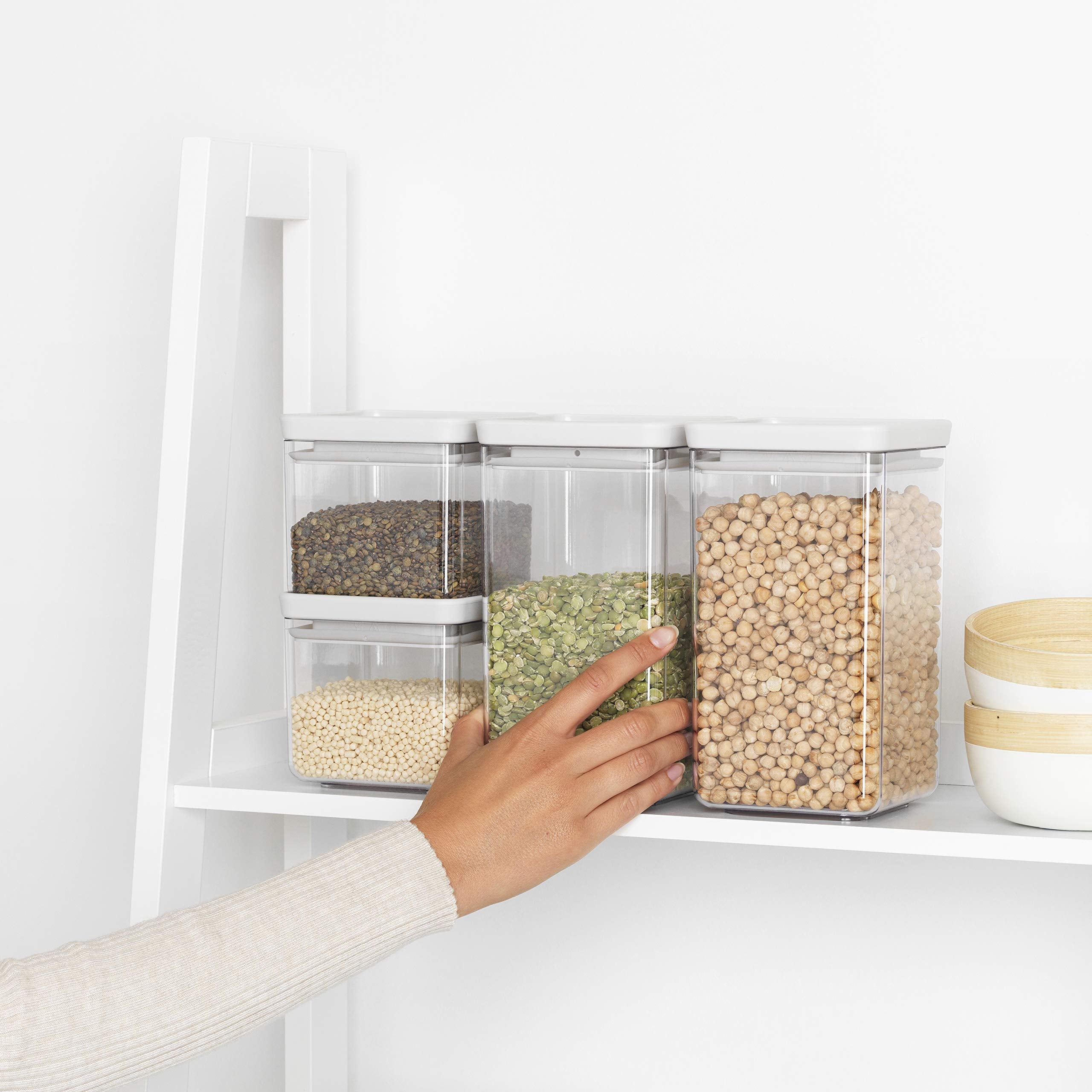 Brabantia Tasty+ Square Storage Jar Set of 4 – Stackable Light Grey