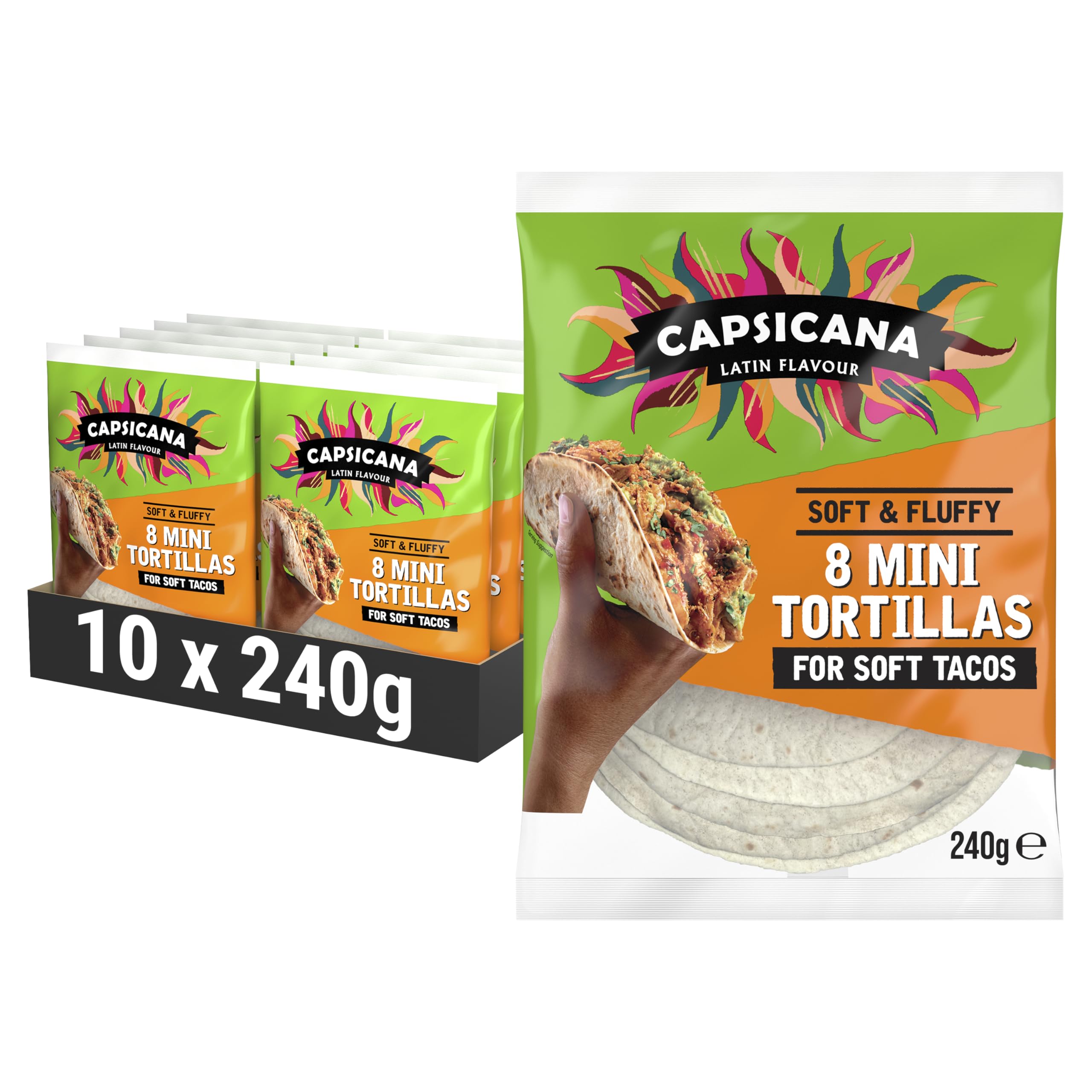 Capsicana Mini Tortilla Wraps – Soft Wheat Flour Tacos – 240g (Pack of 10)