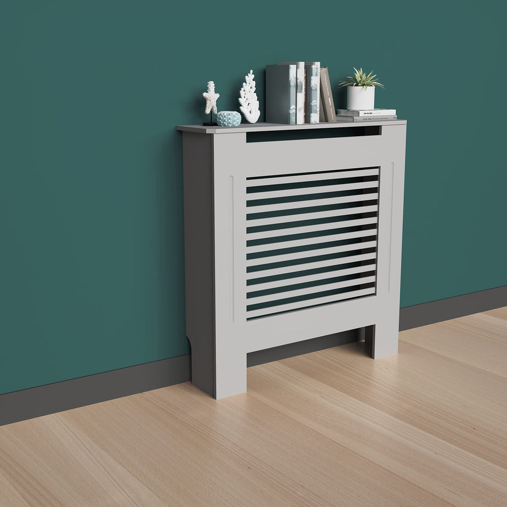 FATIVO Grey Radiator Cover – 92cm Tall MDF Wood Cabinet Heater Shelf