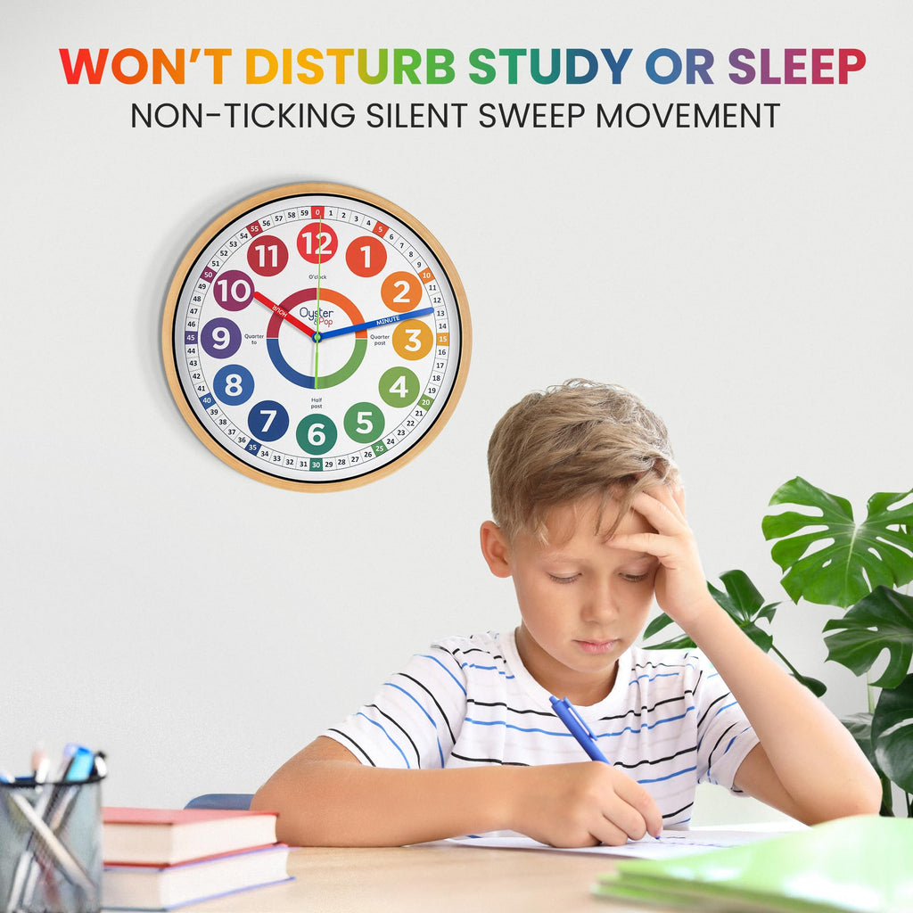 14 Inch Learning Clock – Silent Analog Teaching Wall Clock