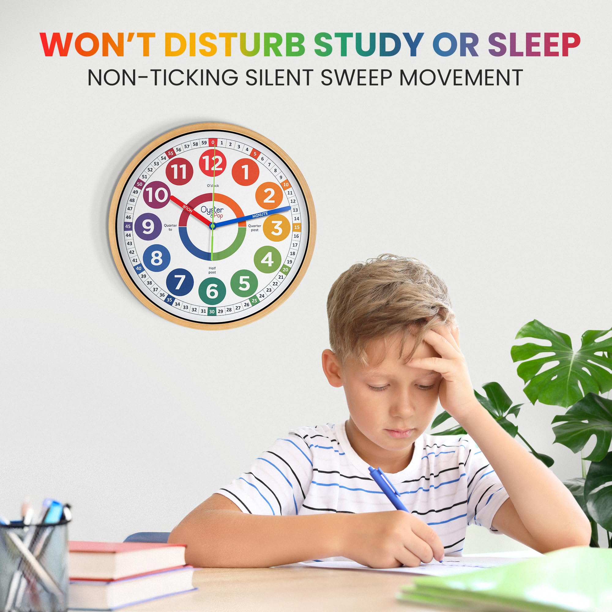14 Inch Learning Clock – Silent Analog Teaching Wall Clock