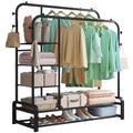 SMILOVII Heavy Duty Clothes Rail | Double Metal Clothing Rack with Shelves