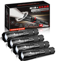 HinsGEAR LED Tactical Torch | 2000 Lumens Zoomable Flashlight | 4 Pack