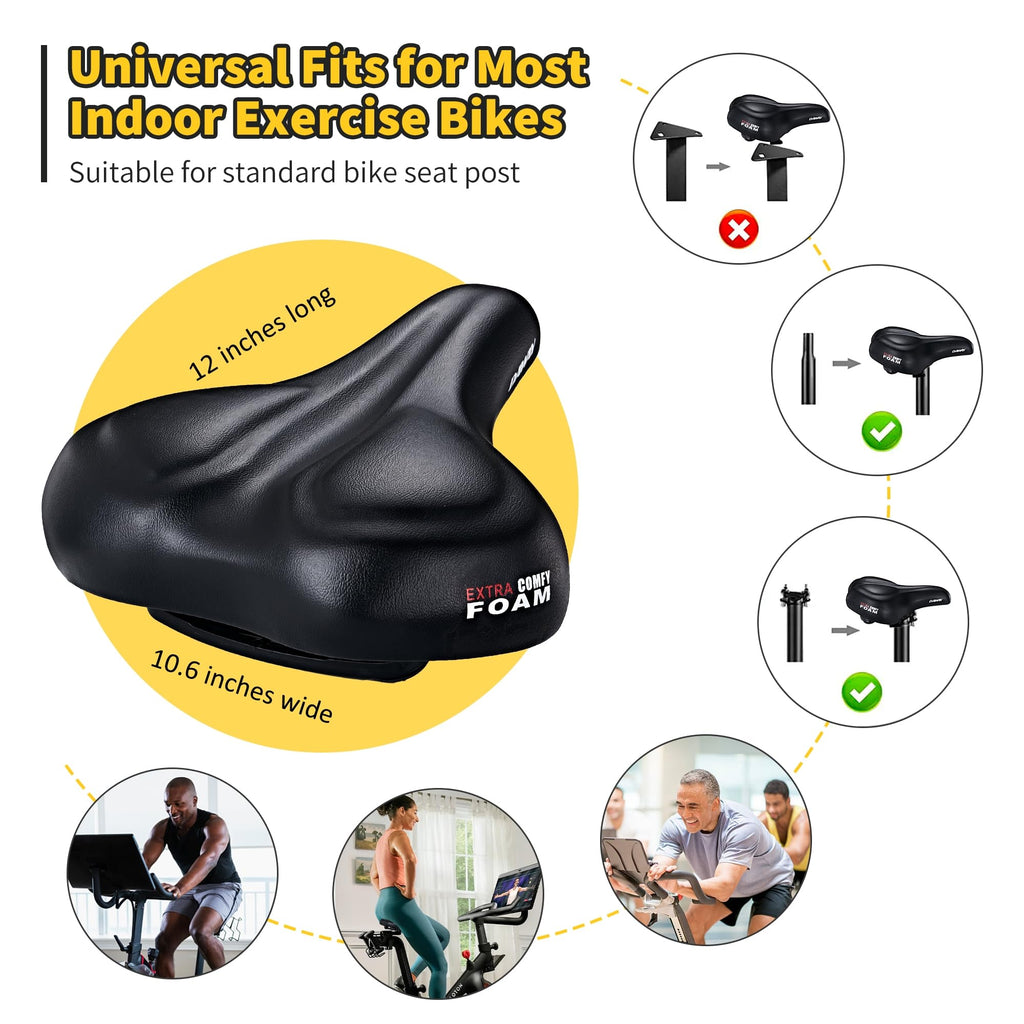 DAWAY C50i Oversized Bike Seat - Memory Foam Exercise Bicycle Saddle