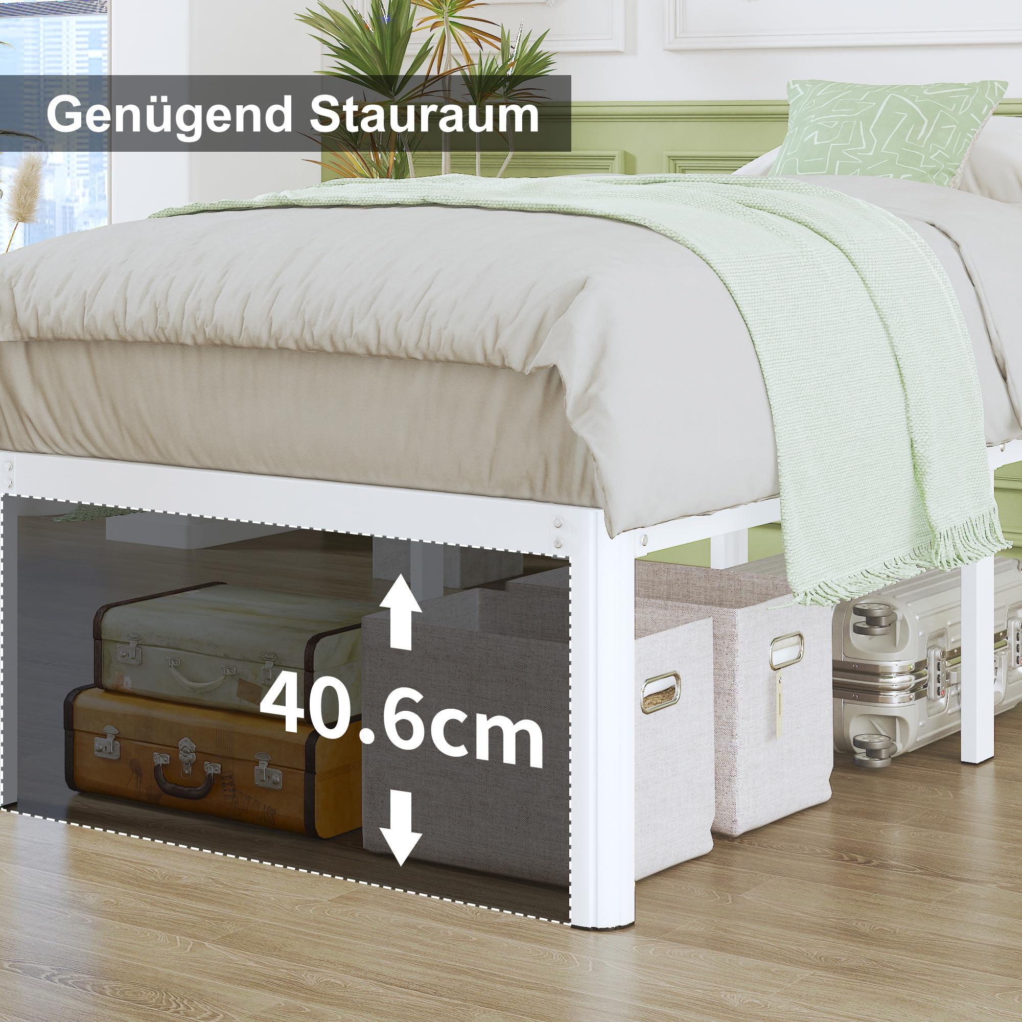 Lutown Metal Bed Frame 90x200cm | Heavy Duty Single Platform Bed
