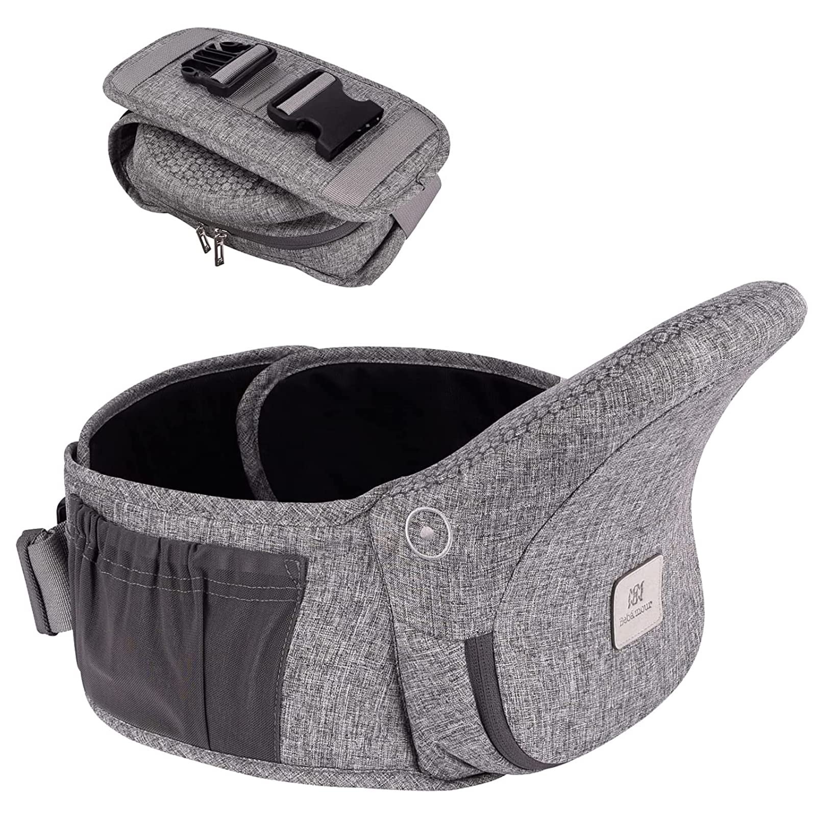 Bebamour 3-in-1 Baby Carrier with Hip Seat and Waist Extender – Grey