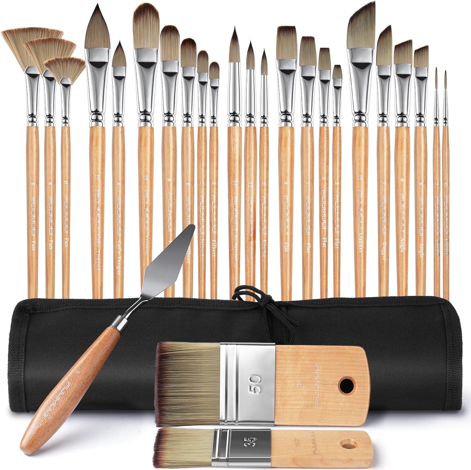 Jolof Store 26pc Professional Paint Brush Set for Acrylic and Oil