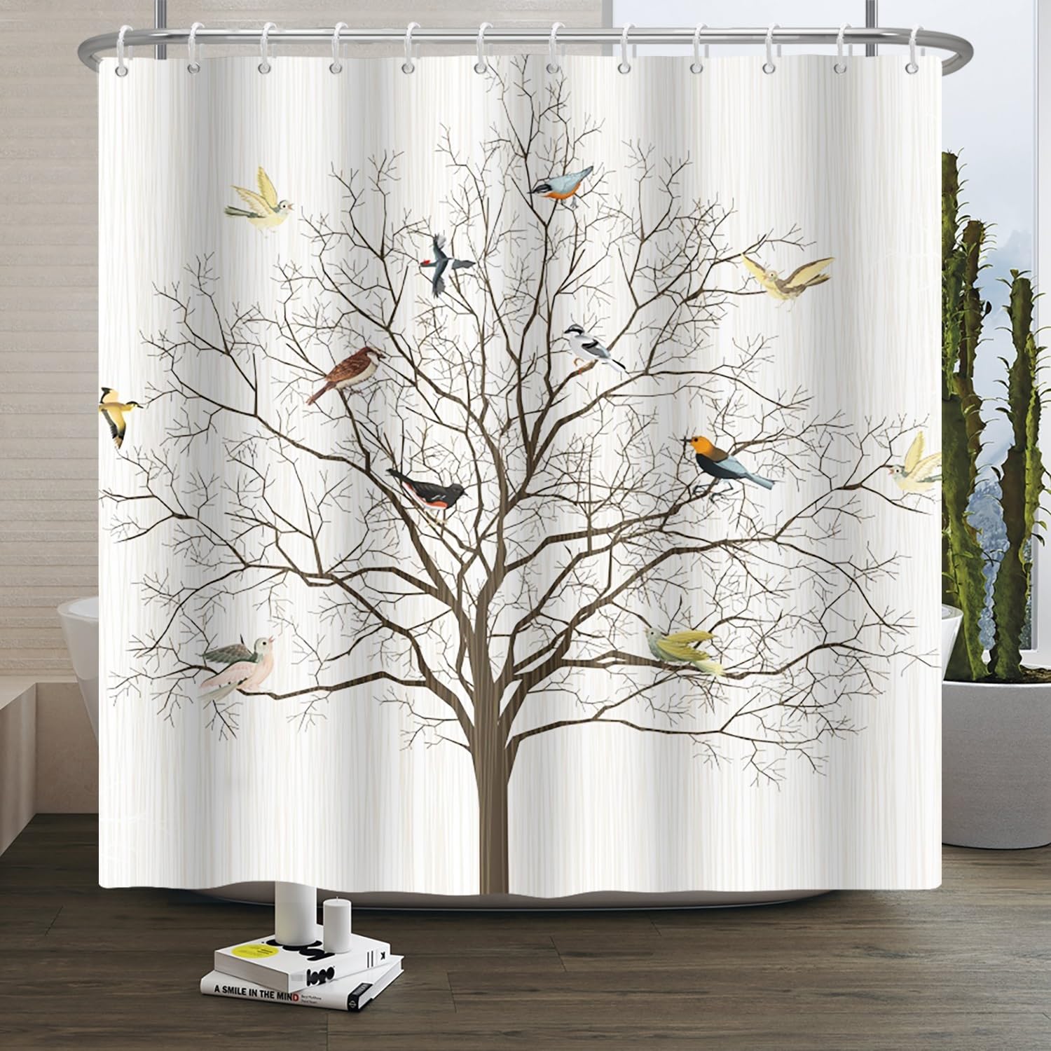 Floral Bird Shower Curtain | Waterproof Polyester Bathroom Decor