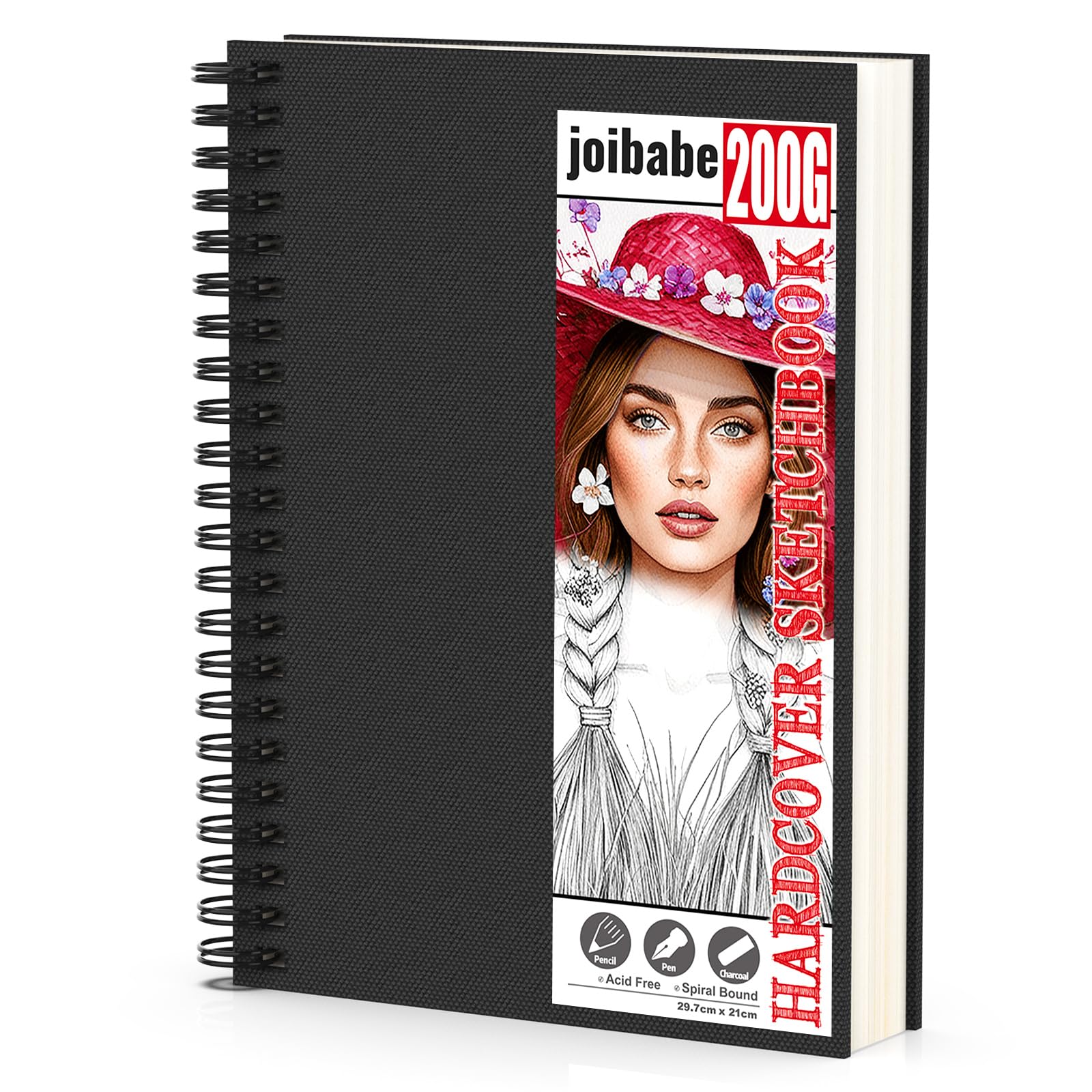 Joibabe A4 Sketchbook | 200GSM Thick Paper Hardcover Spiral Drawing Pad