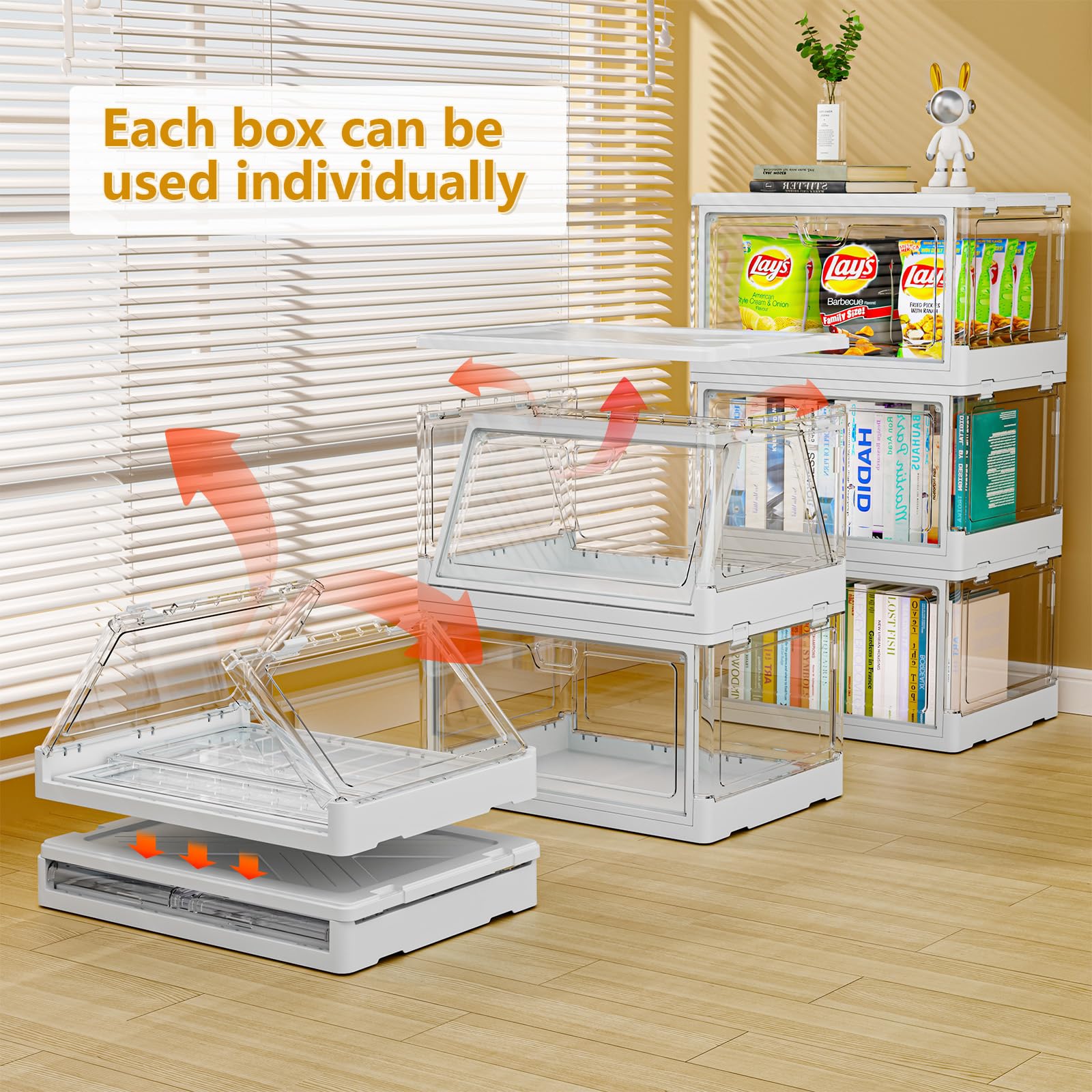 TidyTrove Stackable Plastic Storage Boxes with Lids – 25L Foldable 3-Pack