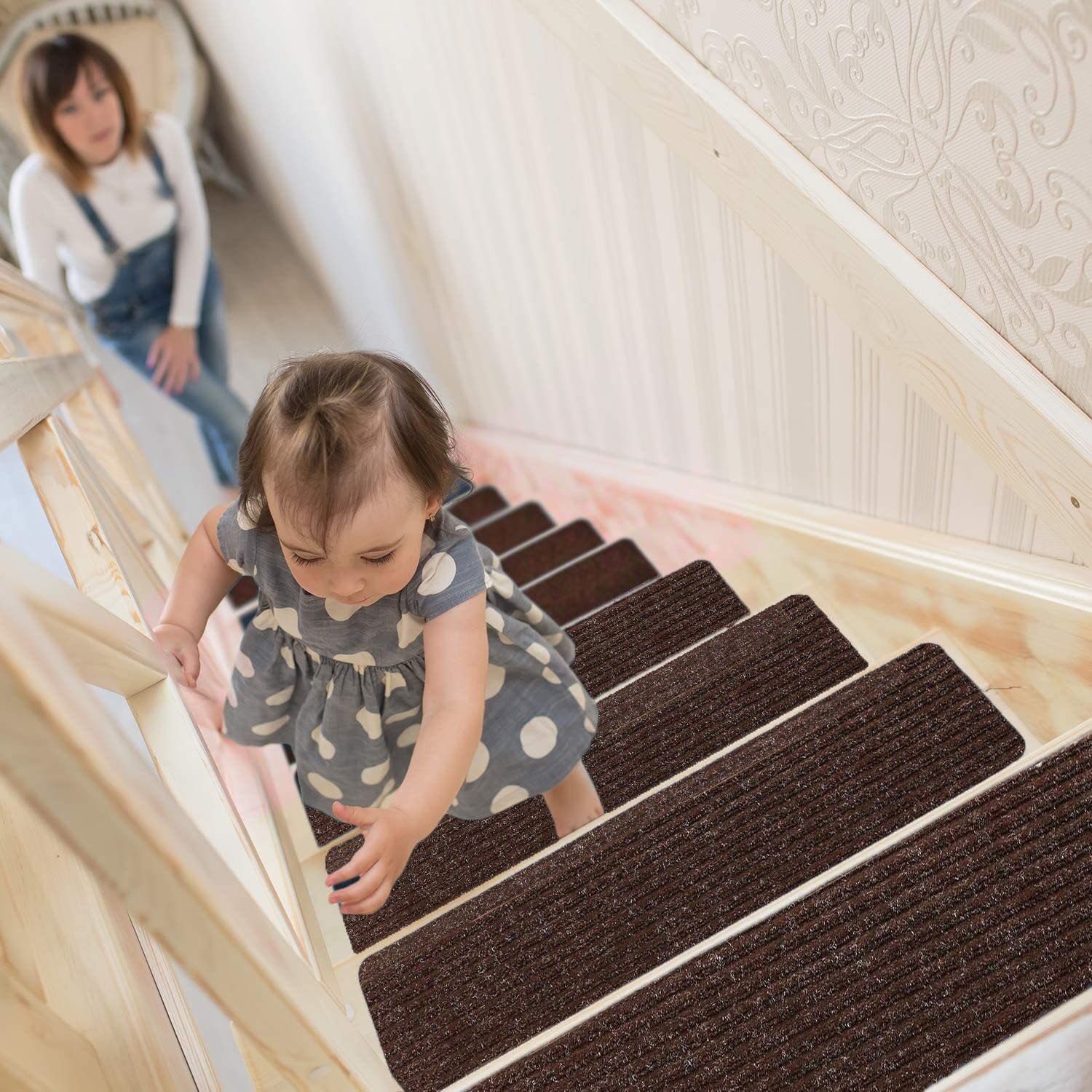 DLD Non-Slip Stair Treads | 8x30 Indoor Carpet Runners, 14-Pack