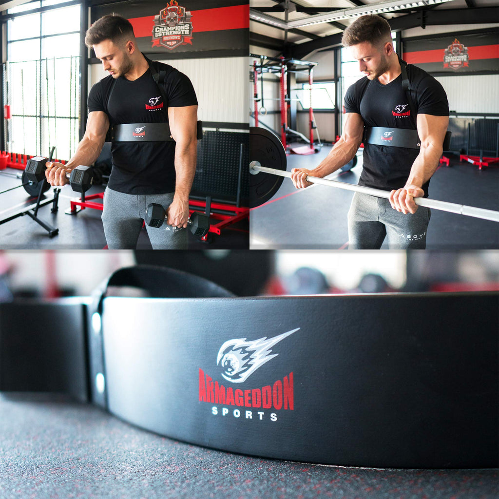 Armageddon Sports Arm Blaster with Lifting Straps - Bicep Isolator