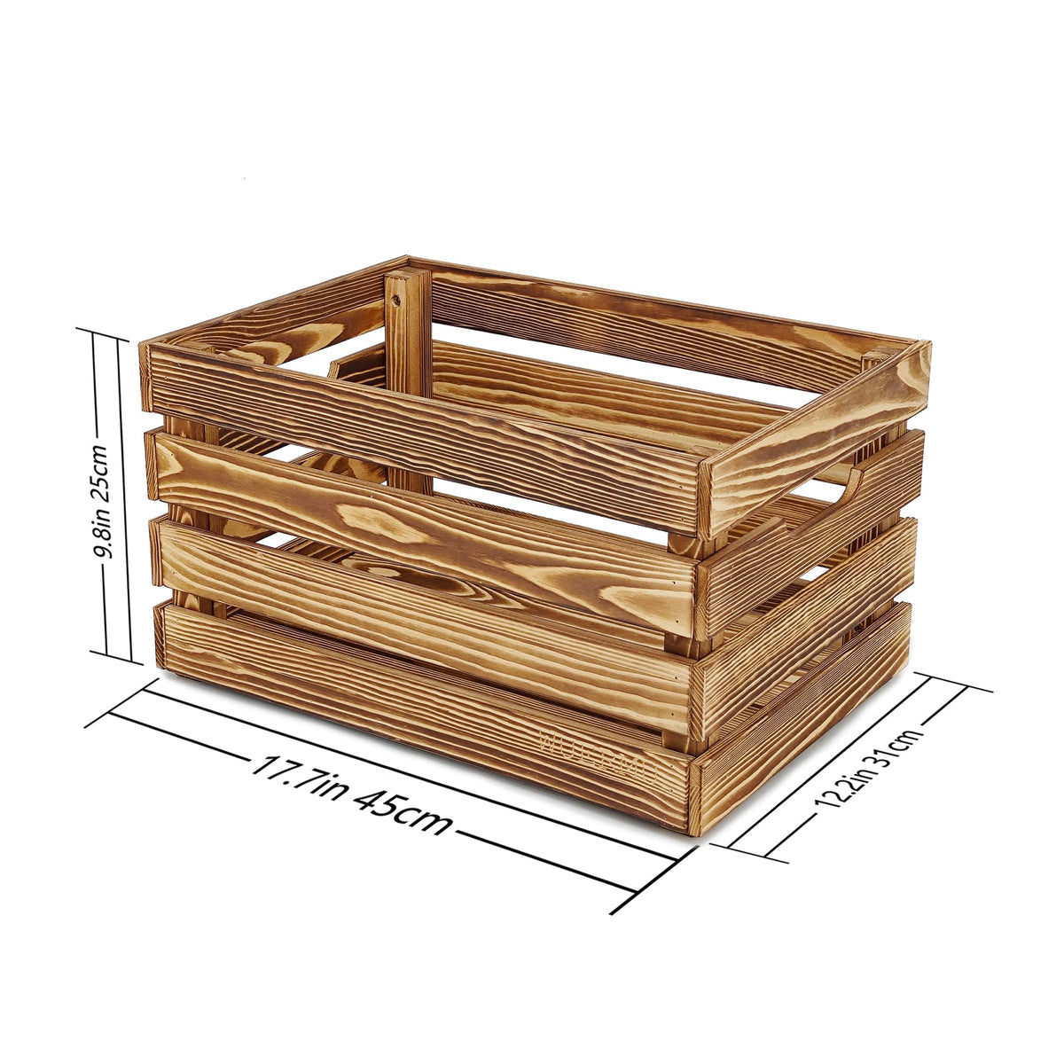 WUERMU Flame-Treated Wooden Crates Set Pack of 2 – Fruit Box, Wine Crate, Milk Crate, Toy Storage, Camping Decor & Utility Chest - image 2