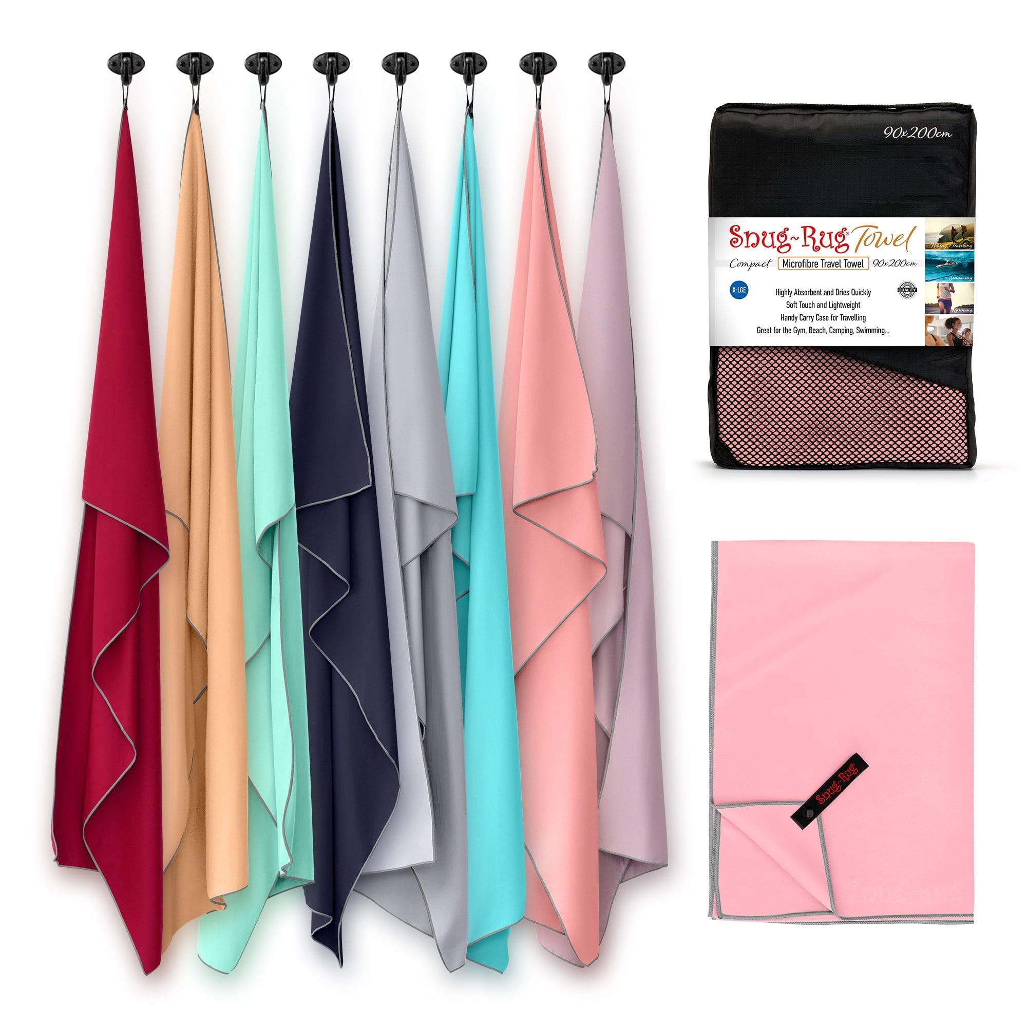 Snug Rug Microfibre Travel Towel – XL 200x90cm Quick Dry Sand Proof