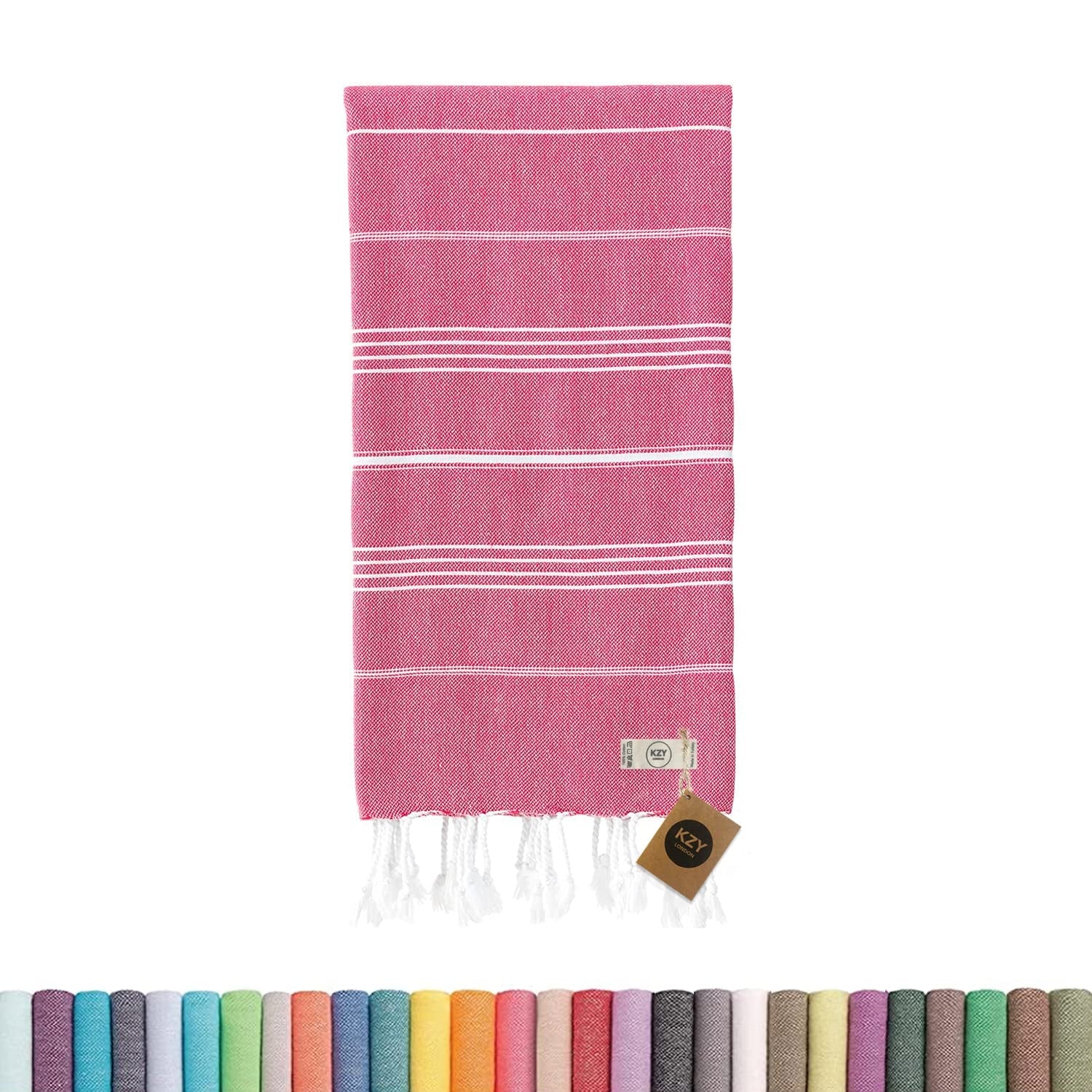 KZY LONDON Turkish Beach Towel – 100% Organic Cotton Quick Dry Hammam