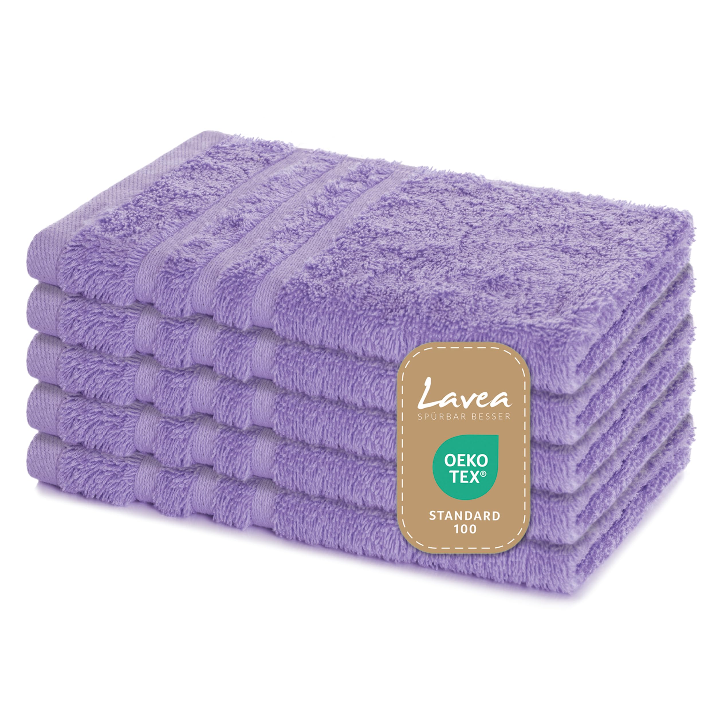 Guest Towels Set of 5 – 100% Cotton Terry Cloth Lavender