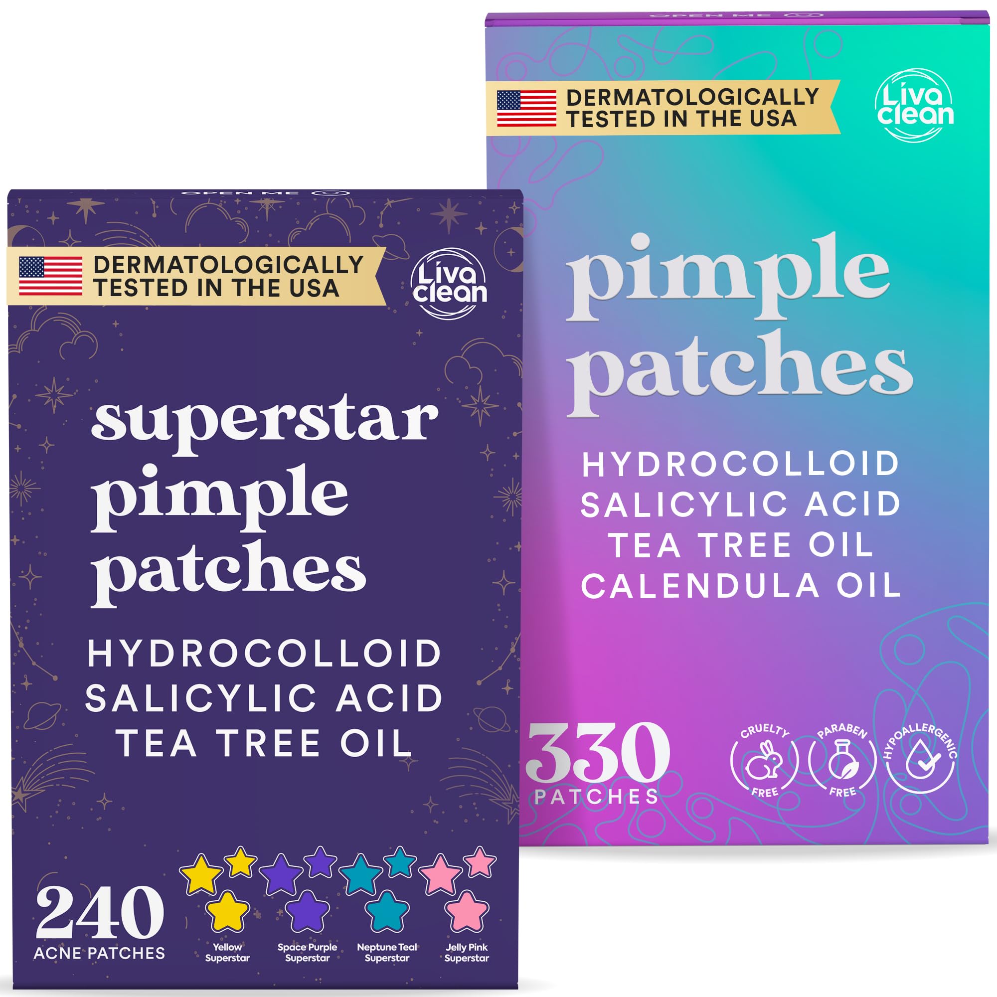 LivaClean 570 CT Pimple Patches – Star & Hydrocolloid Acne Stickers