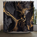 ASDCXZ Marble Shower Curtain - Black & Gold Abstract Polyester, 180x180cm