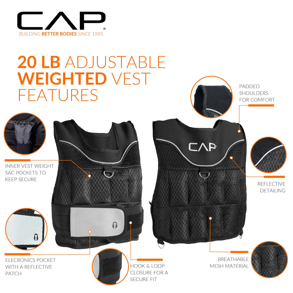 Cap Barbell Adjustable Weighted Vest | 20-Pound Breathable Mesh Vest