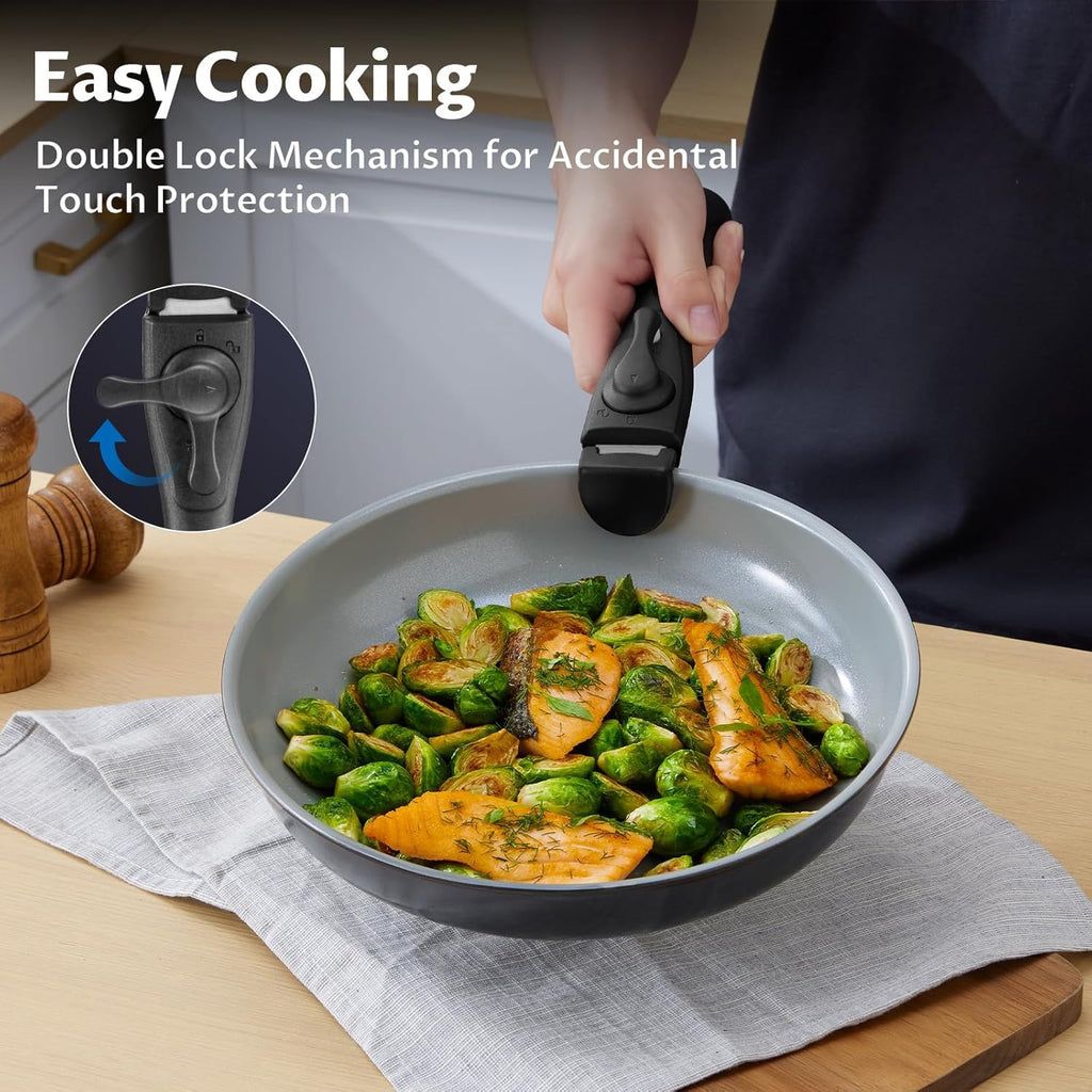 Bezia 10-Piece Ceramic Nonstick Cookware Set with Detachable Handles