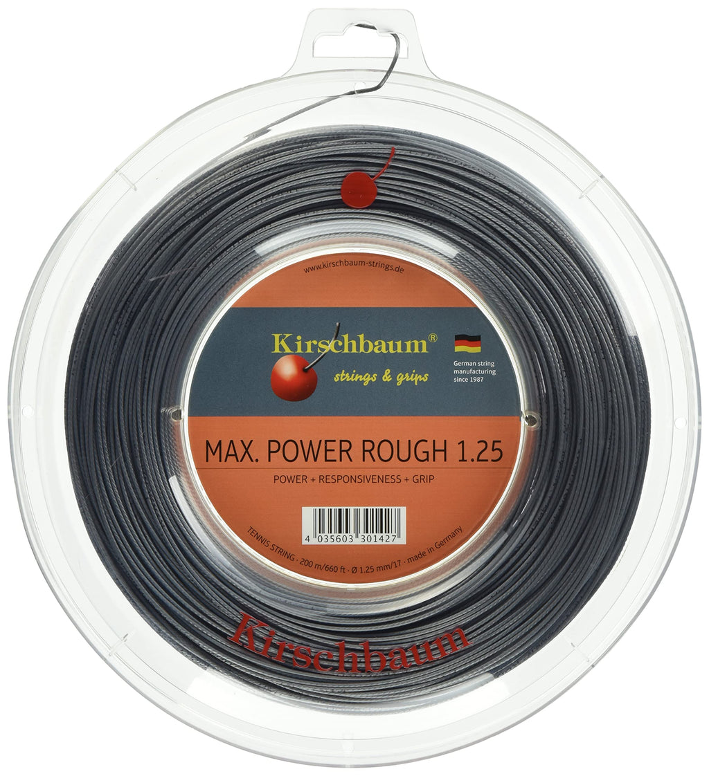 Kirschbaum Max Power Rough Tennis String Reel - Black, 1.25 mm