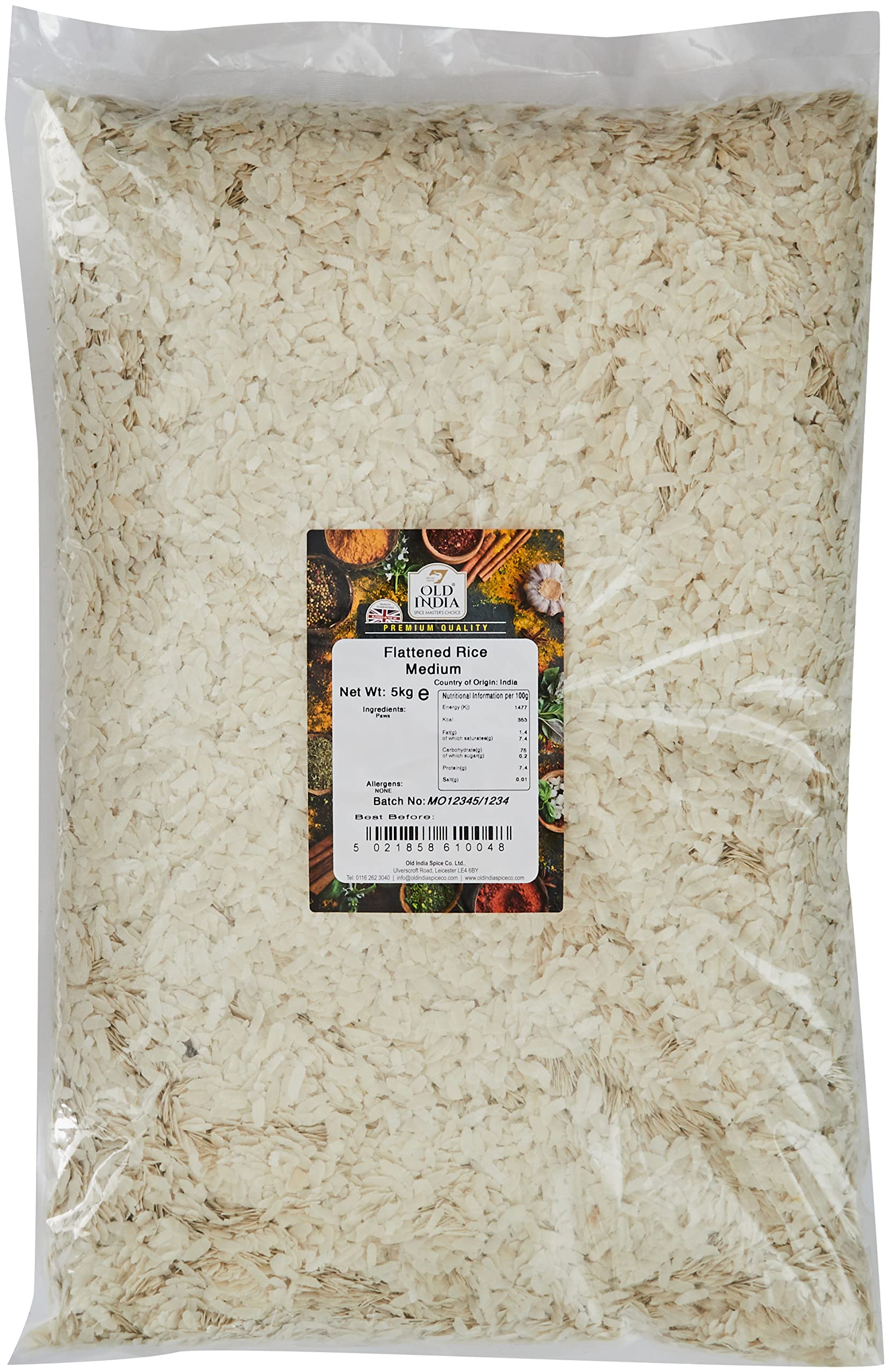 Old India Flattened Rice Medium (Poha/Pawa) - Bulk Pantry Staple, 5kg
