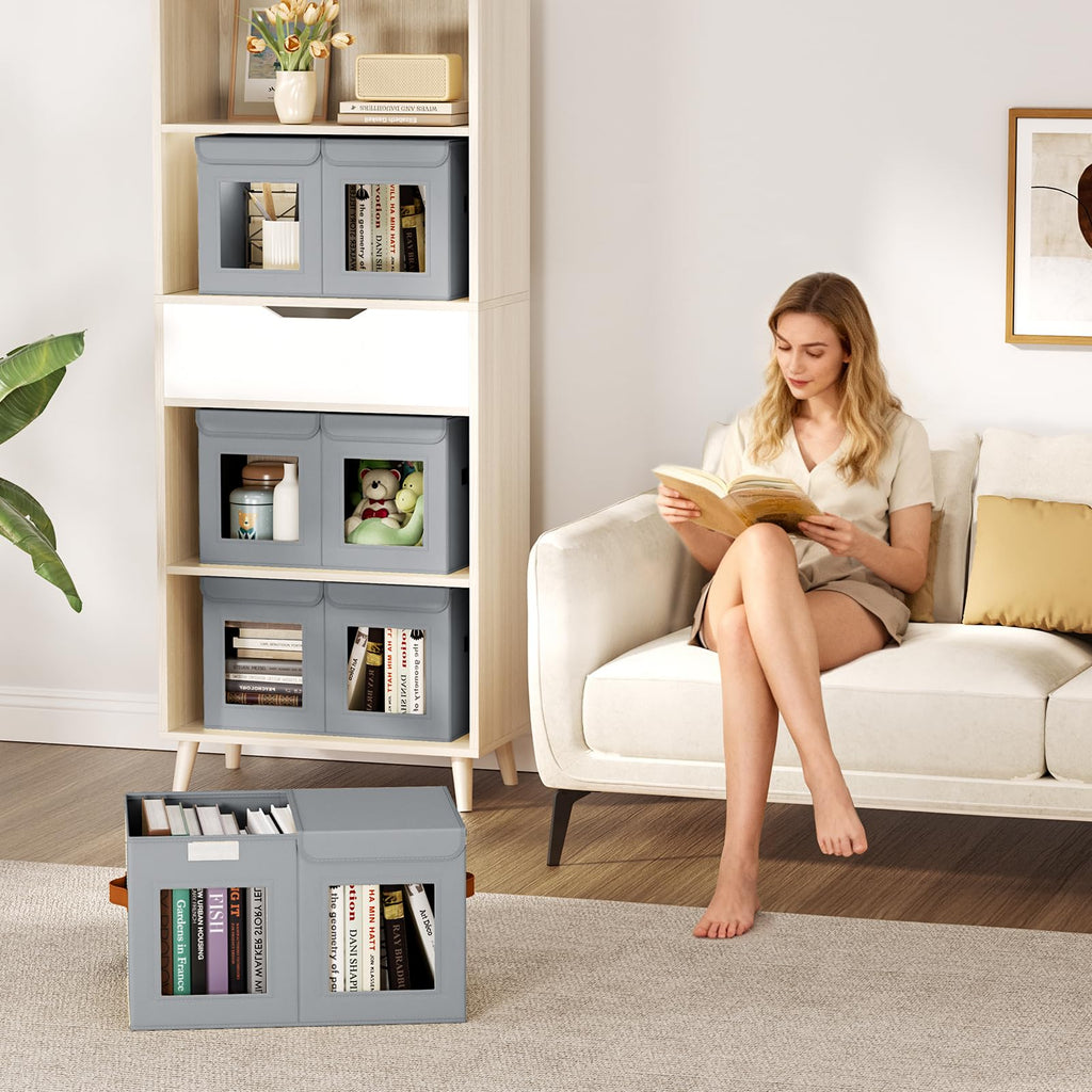 Homsorout 2 Pack Foldable Storage Boxes with Lids & Divider Board 31L Grey - image 2