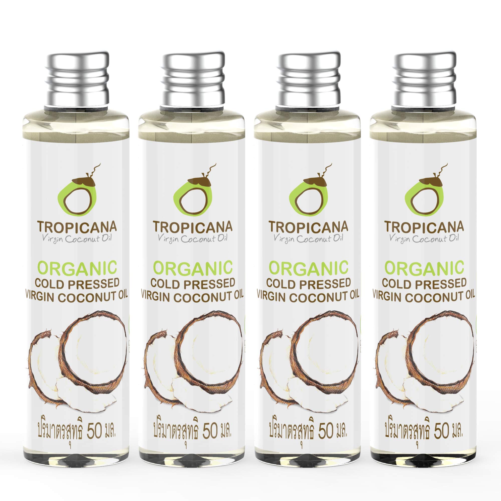 Tropicana Oil Organic Virgin Coconut Oil – 4x50ml Cold Pressed Bio Vegan