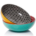 DOWAN Large Ceramic Salad Bowls – 24cm Geometric Pasta Serving Dishes, Set of 2