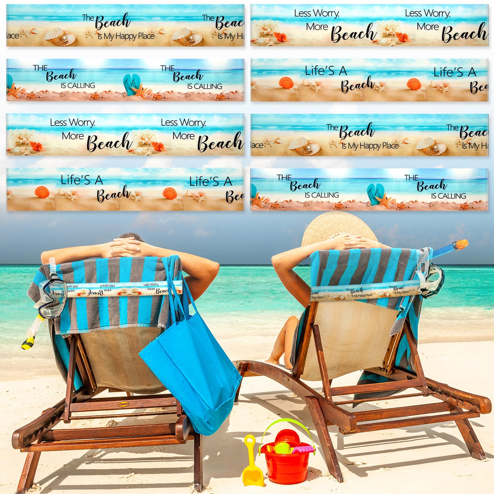 Boao 8-Pack Elastic Towel Bands for Beach Chairs | Windproof Cruise Straps
