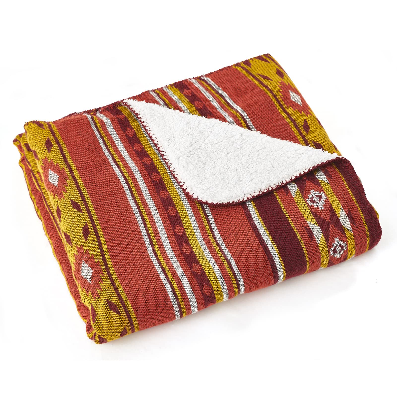 Jolof Store Aztec Sherpa Throw Blanket – Southwestern Navajo Tribal Style