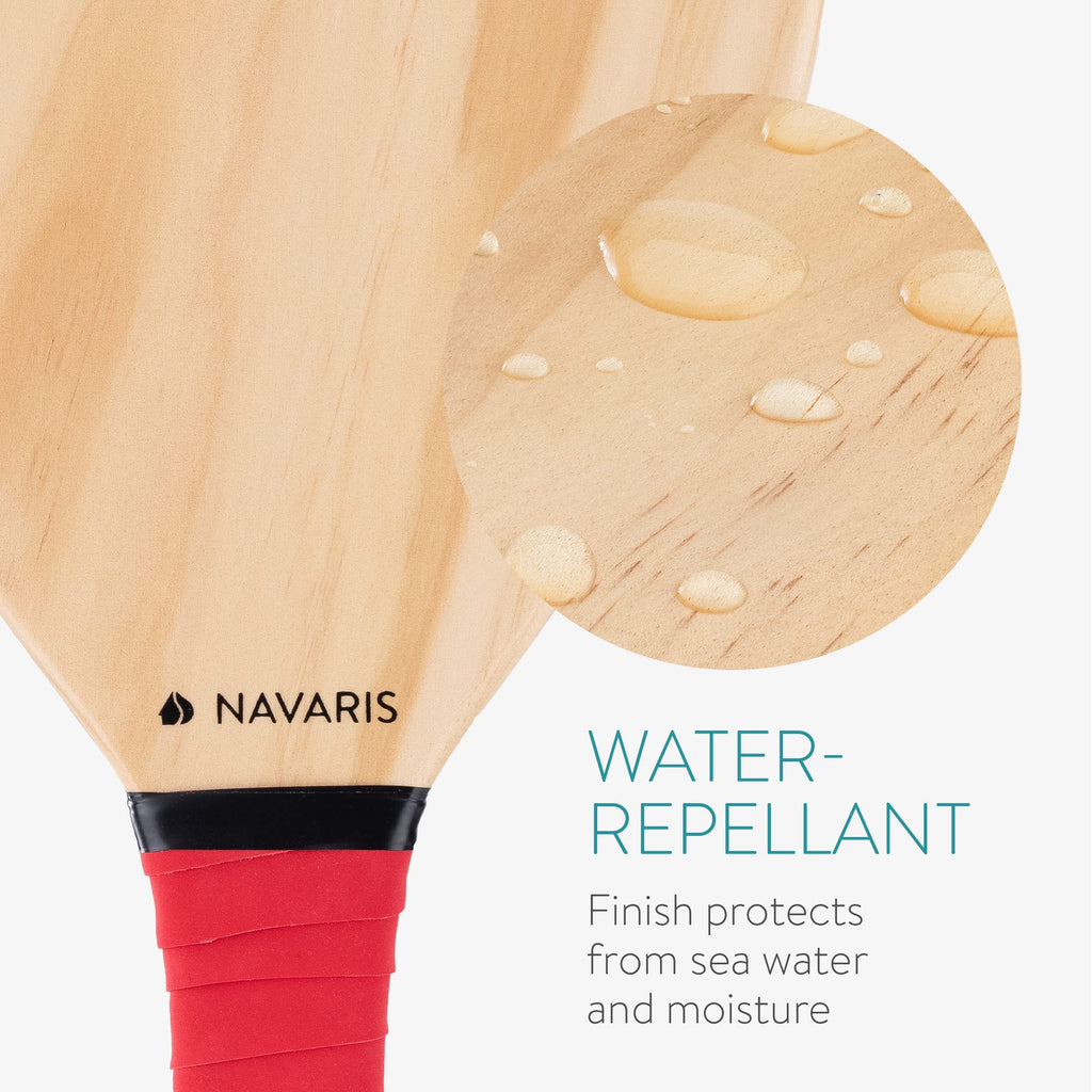 Navaris Wooden Frescobol Beach Paddle Ball Set | 2 Rackets and 2 Balls