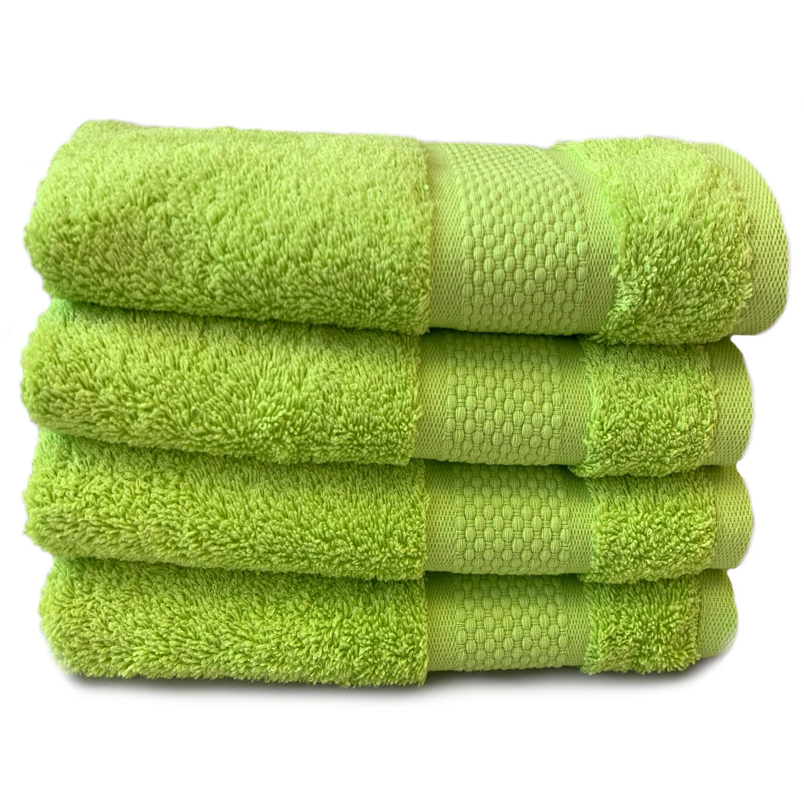 Sue Rossi Organic Turkish Cotton Guest Towels - 600gsm Set of 4, Lime Green