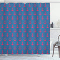 ABAKUHAUS Anchor Fabric Shower Curtain | Pink Polka Dot Nautical Decor