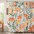 Dazzlewall Boho Floral Shower Curtain – Retro Mid Century Waterproof Fabric
