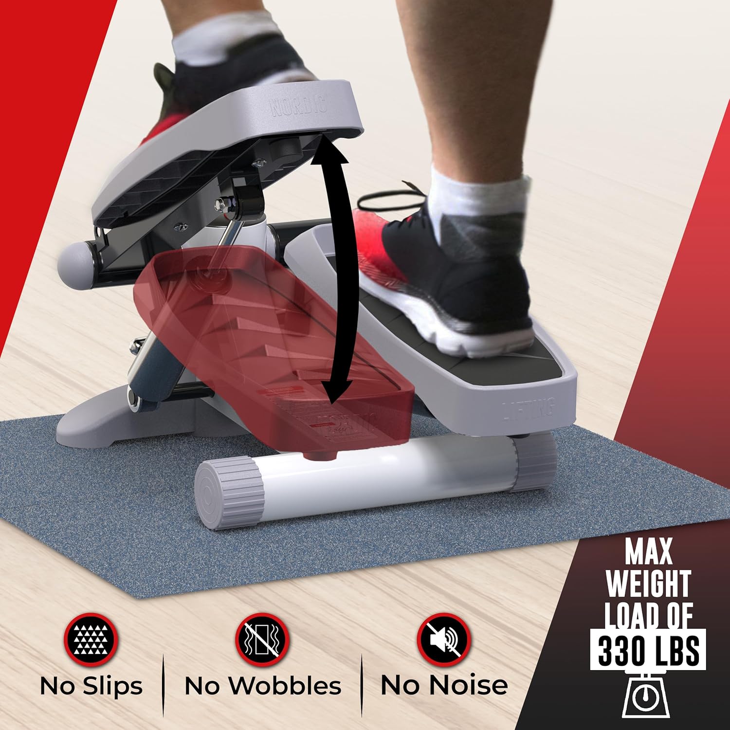 Nordic Lifting Mini Step Machine with Resistance Bands & LCD Monitor