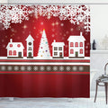 ABAKUHAUS Christmas Shower Curtain – Winter Gingerbread House Fabric Decor