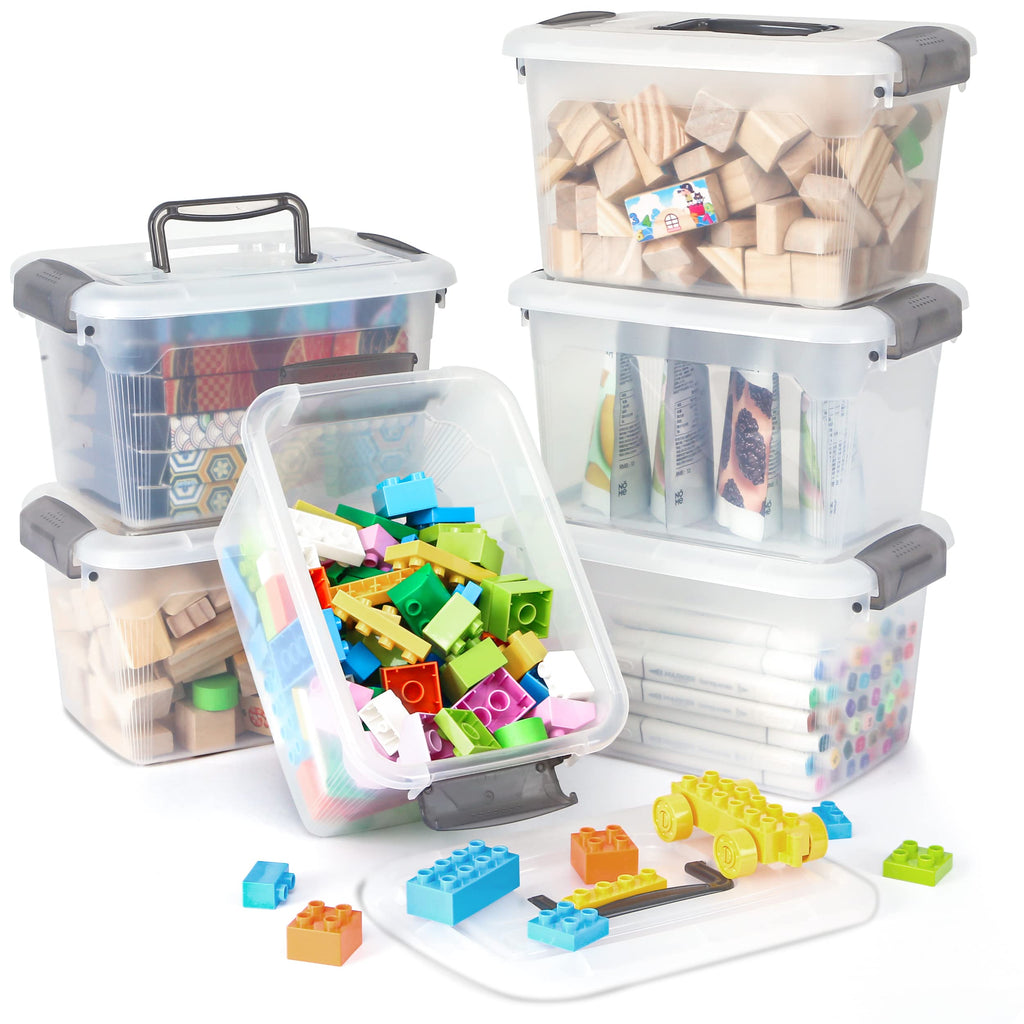 Citylife 6-Pack Clear Plastic Storage Boxes with Lids & Handles, 5L