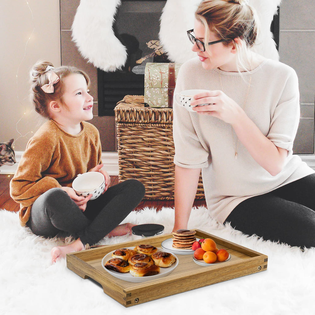 VaeFae Acacia Wood Bed Tray - Folding Breakfast Table and Laptop Desk