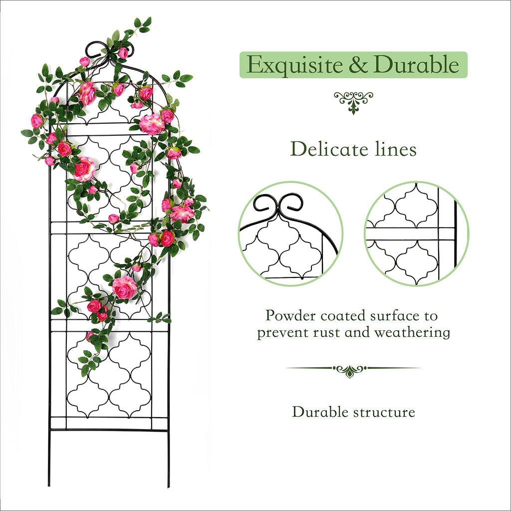 SCENDOR 5FT Metal Garden Trellis – 2 Pack Rustproof Iron Lattice Panels