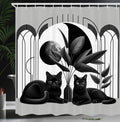 Abakuhaus Cat Shower Curtain – Mid Century Modern Waterproof Fabric Decor