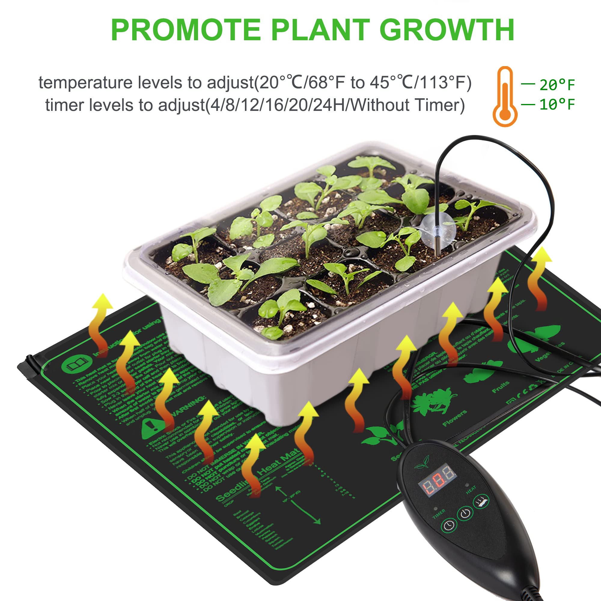 Hyindoor Seedling Heat Mat with Digital Thermostat for Germination