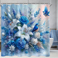 Lerores Blue Bird Shower Curtain – 120x200cm Anti-Mould Weighted Hem
