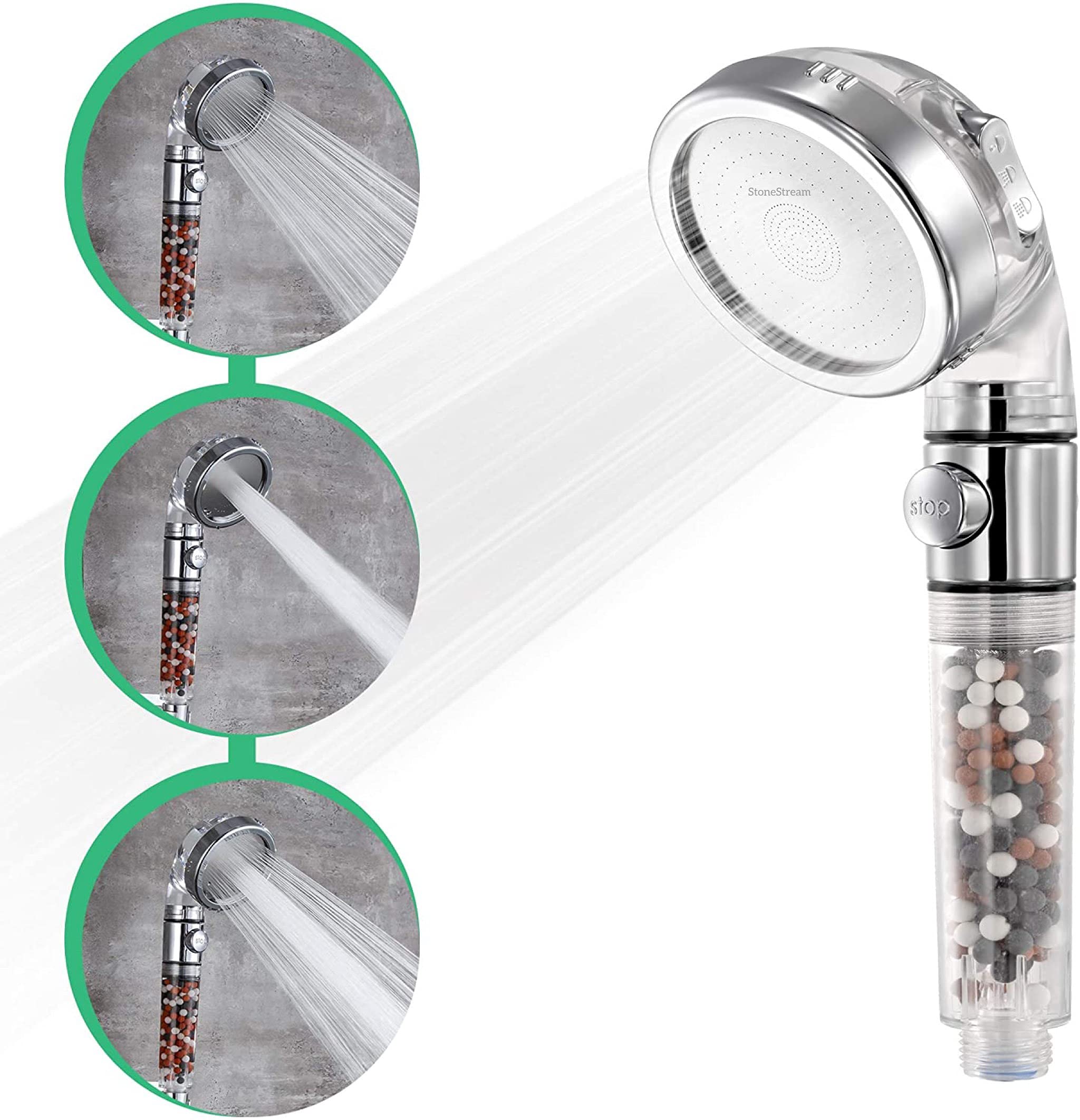 StoneStream Filtered Shower Head – High Pressure for Hard Water